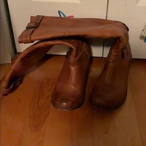 Tan Frye knee high leather booths